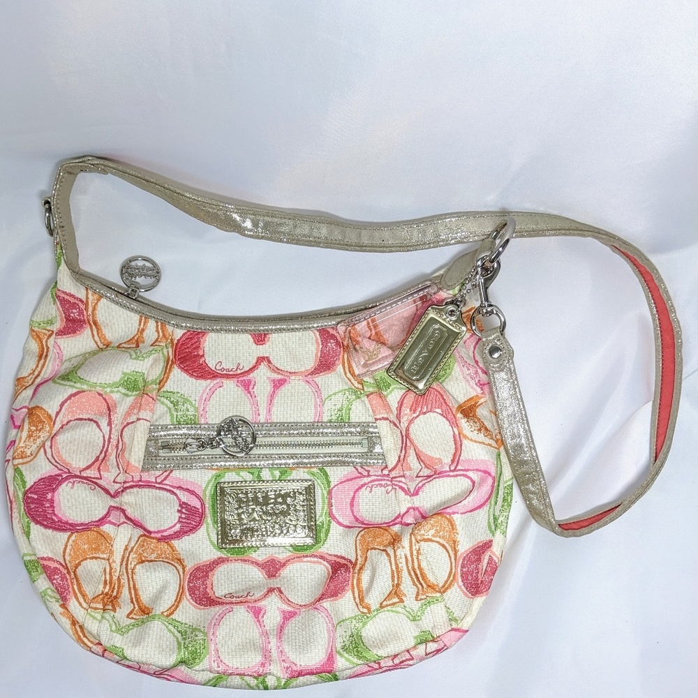 Coach Poppy canvas embroidered shoulder bag